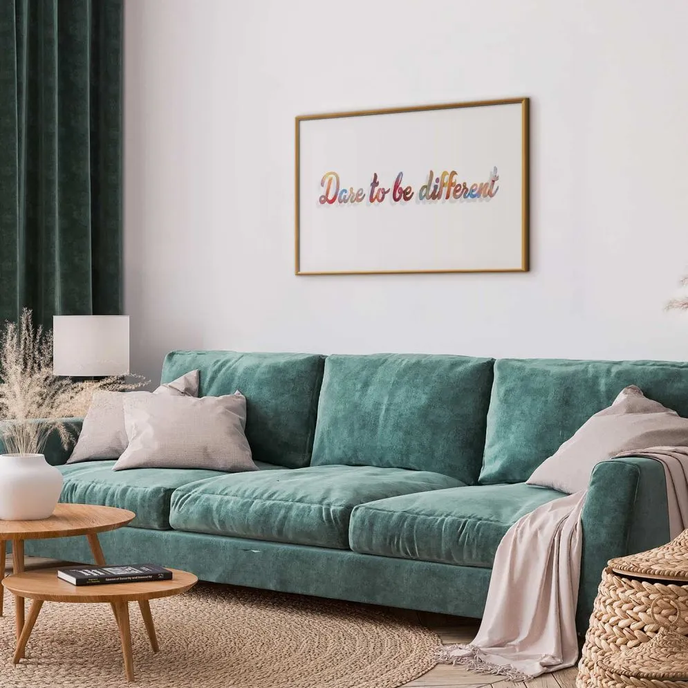 Plakat Be different 60x40 cm z ramą złotą z marginesem | MIRAT.