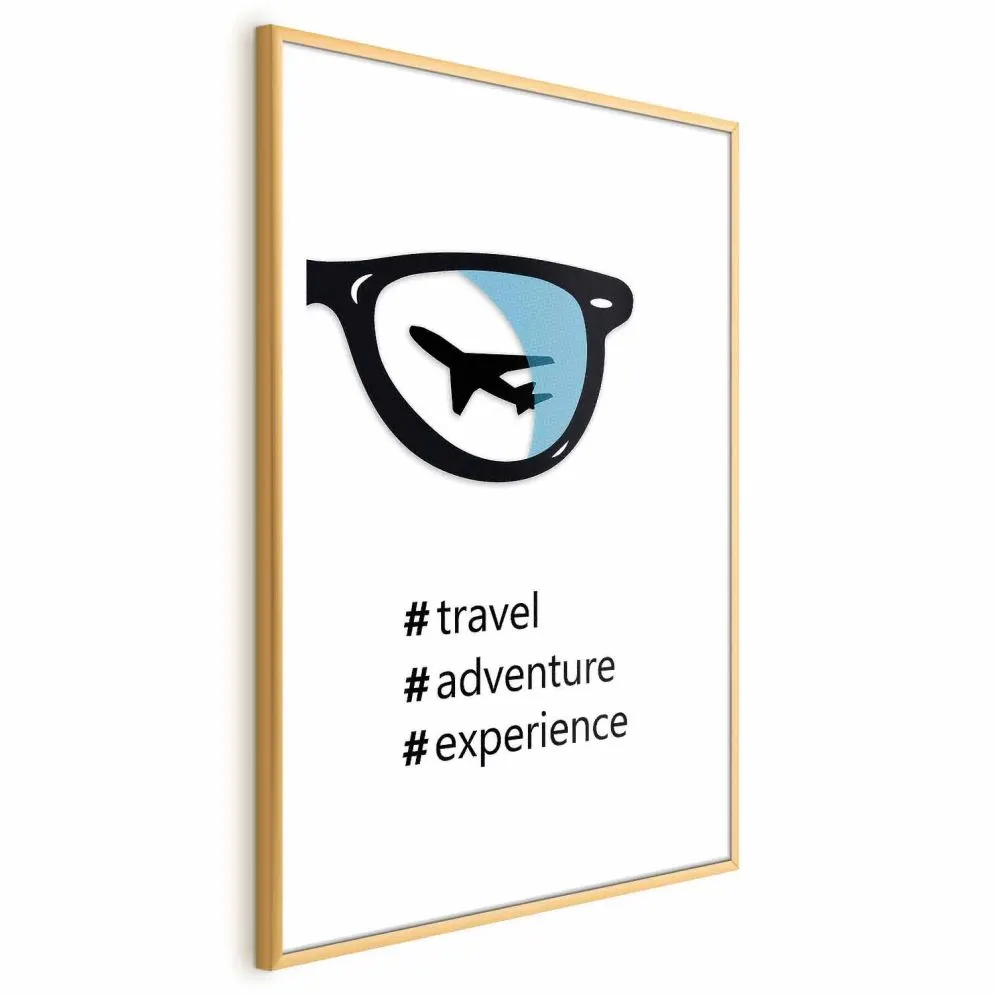 Plakat Nowe doświadczenia 60x90 cm z ramą złotą z marginesem | MIRAT.