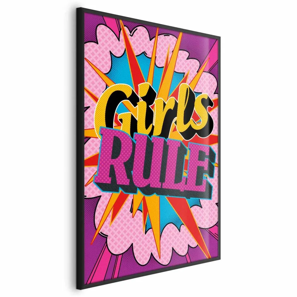Plakat Girls Rule 60x90 cm z ramą czarną bez marginesu | MIRAT.