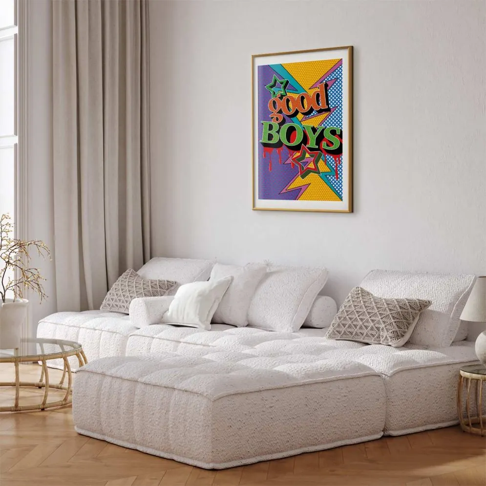 Plakat Good Boys 60x90 cm z ramą złotą z marginesem | MIRAT.