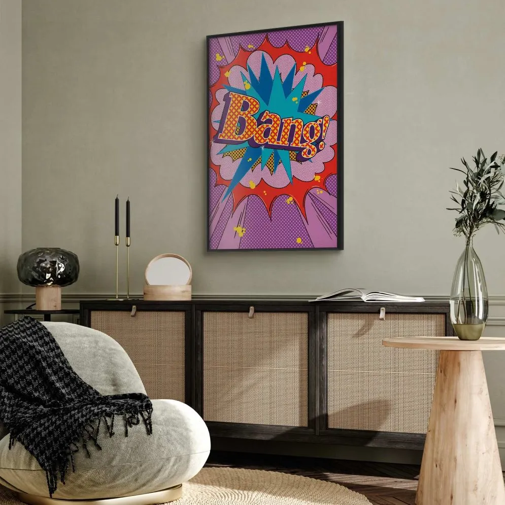 Plakat Bang 60x90 cm z ramą czarną bez marginesu | MIRAT.
