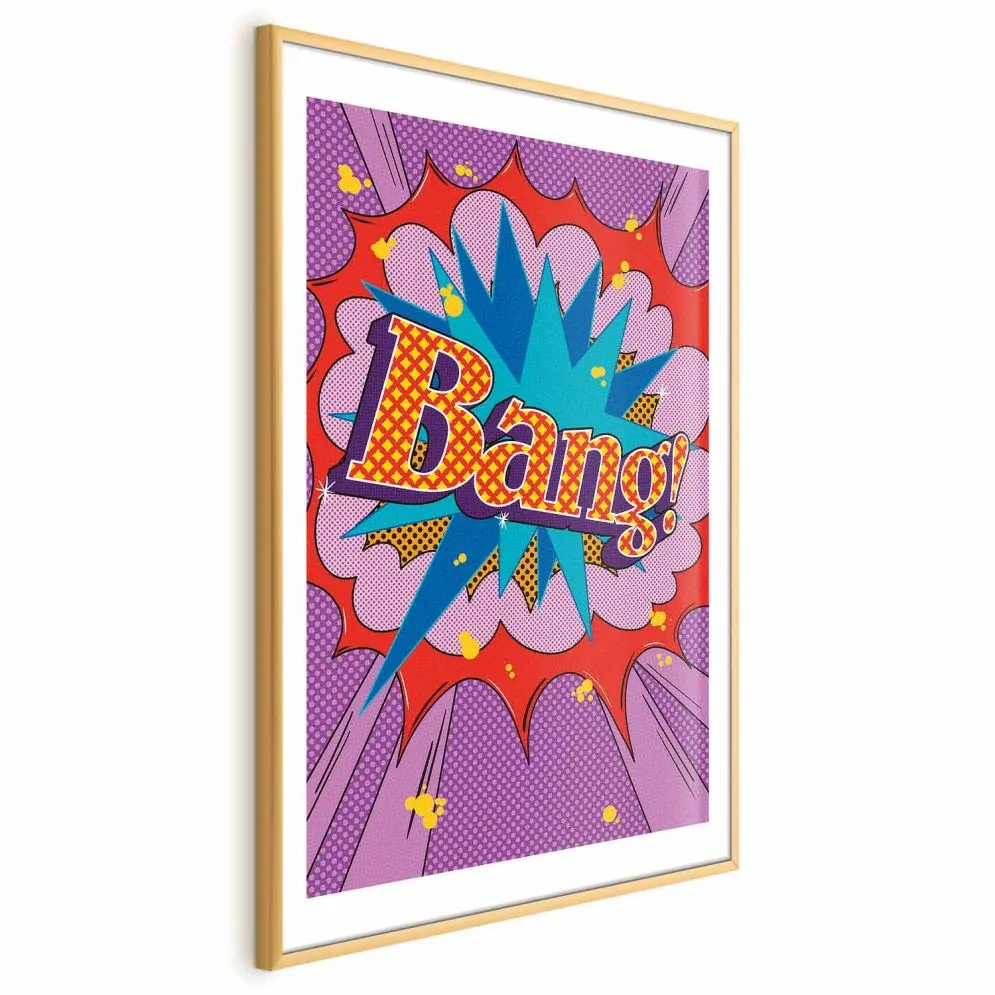 Plakat Bang 21x30 cm z ramą złotą z marginesem | MIRAT.