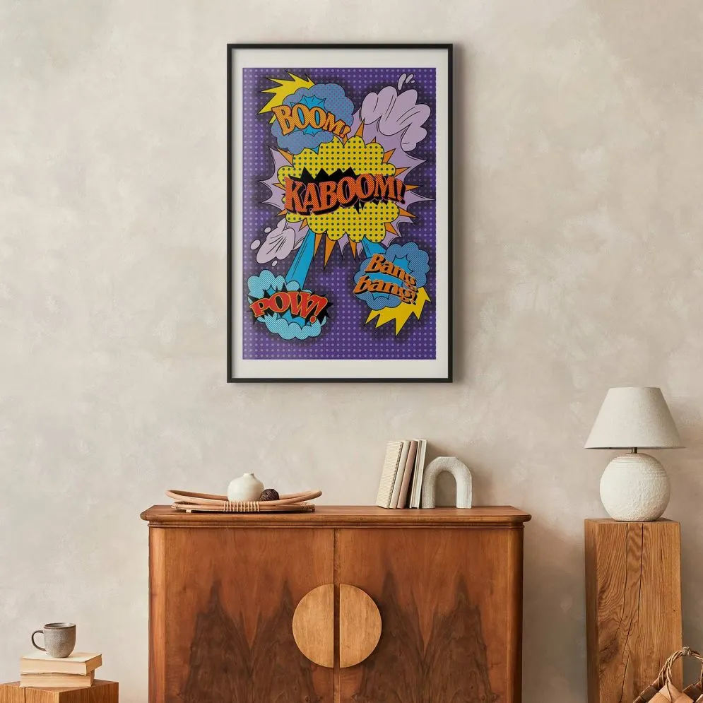 Plakat Kaboom 29,7x42 cm z ramą czarną z marginesem | MIRAT.