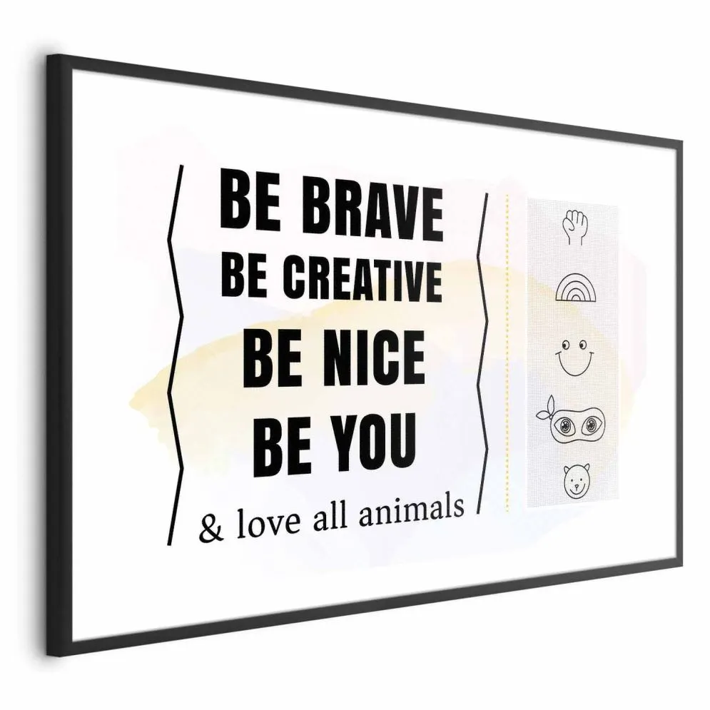 Plakat Bądź sobą 60x40 cm z ramą czarną z marginesem | MIRAT.