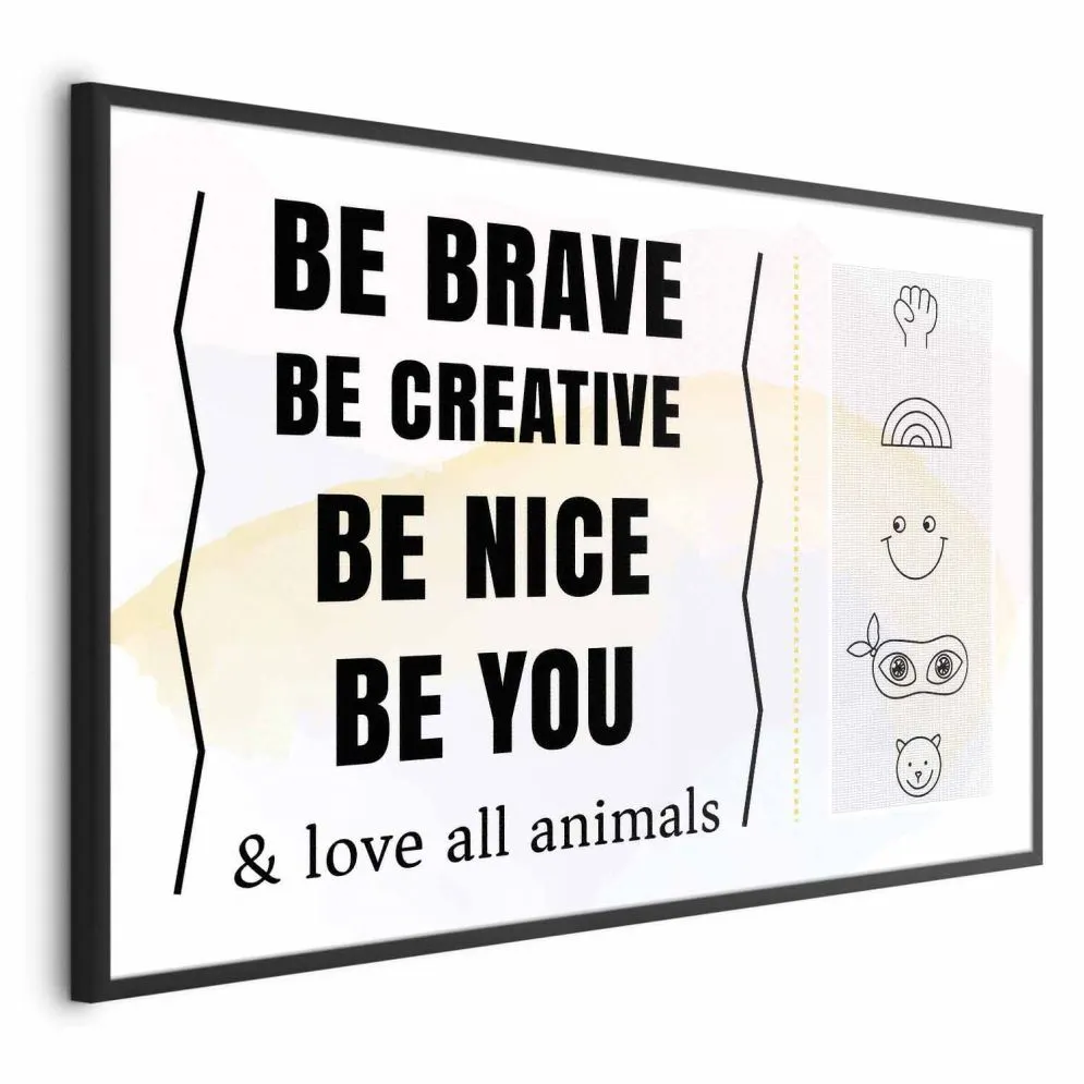 Plakat Bądź sobą 90x60 cm z ramą czarną bez marginesu | MIRAT.