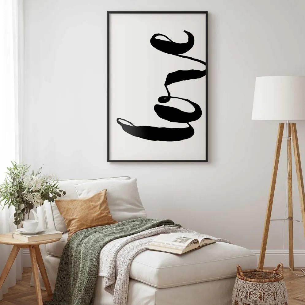 Plakat Czarne Love 60x90 cm z ramą czarną bez marginesu | MIRAT.