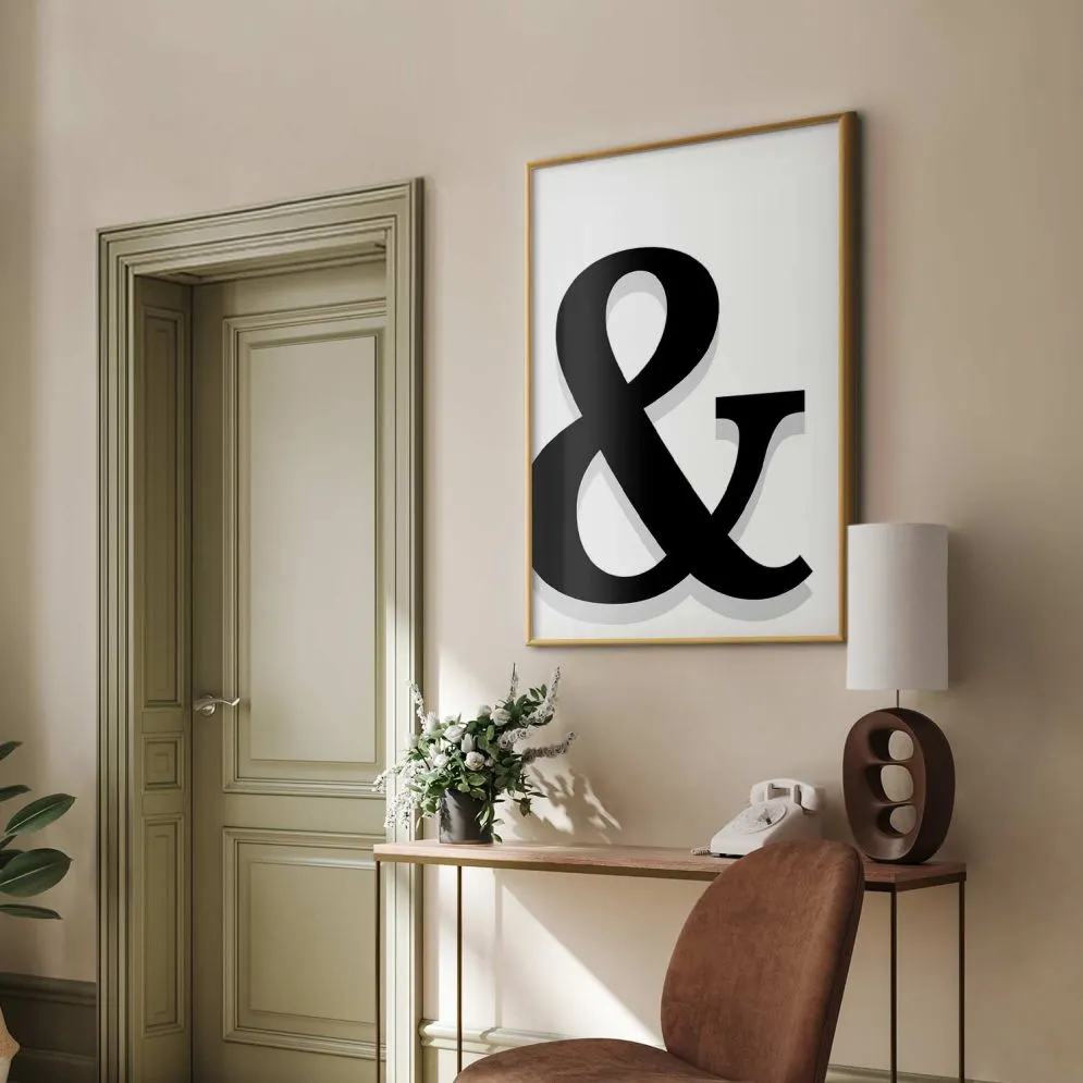 Plakat Ozdobna litera 21x30 cm z ramą złotą bez marginesu | MIRAT.