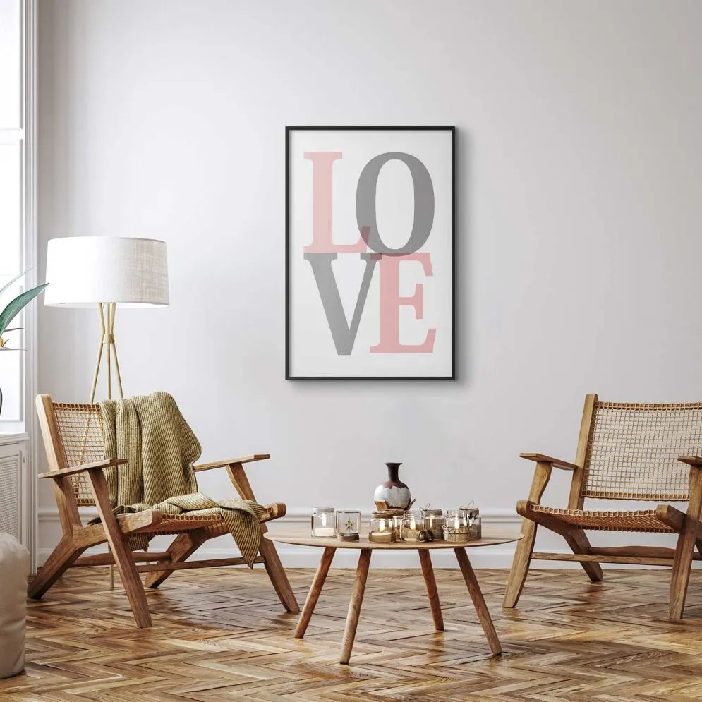 Plakat Szara miłość 21x30 cm z ramą czarną z marginesem | MIRAT.