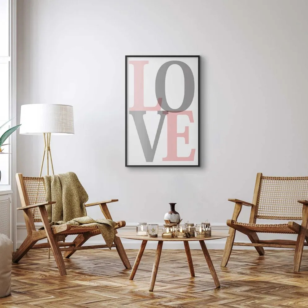 Plakat Szara miłość 60x90 cm z ramą czarną bez marginesu | MIRAT.