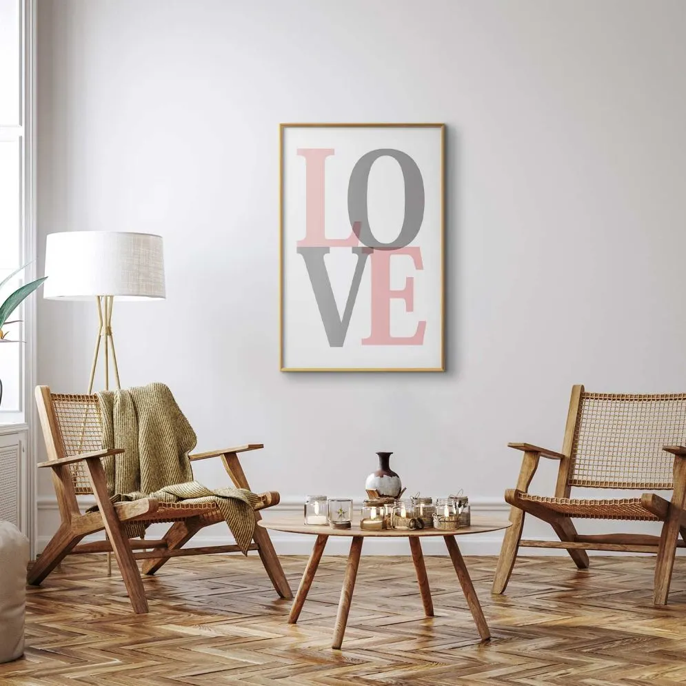 Plakat Szara miłość 21x30 cm z ramą złotą z marginesem | MIRAT.