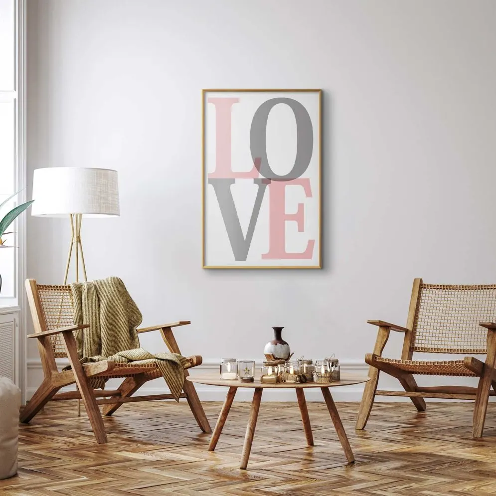 Plakat Szara miłość 40x60 cm z ramą złotą bez marginesu | MIRAT.