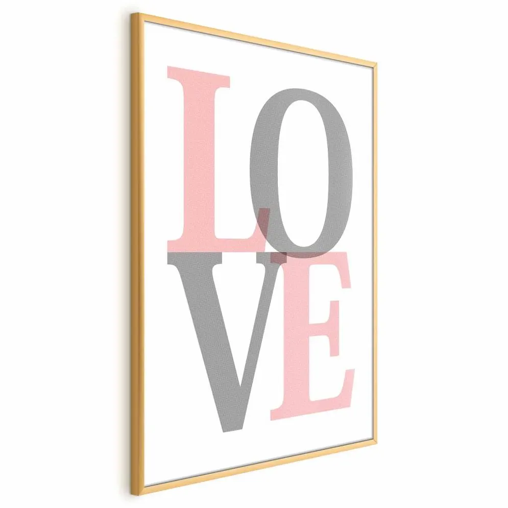 Plakat Szara miłość 21x30 cm z ramą złotą z marginesem | MIRAT.