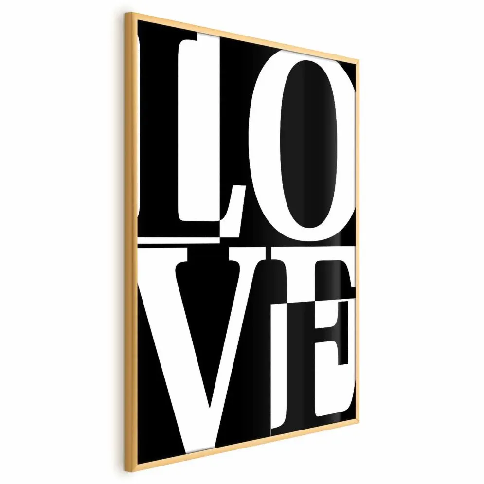 Plakat Miłość 21x30 cm z ramą złotą bez marginesu | MIRAT.
