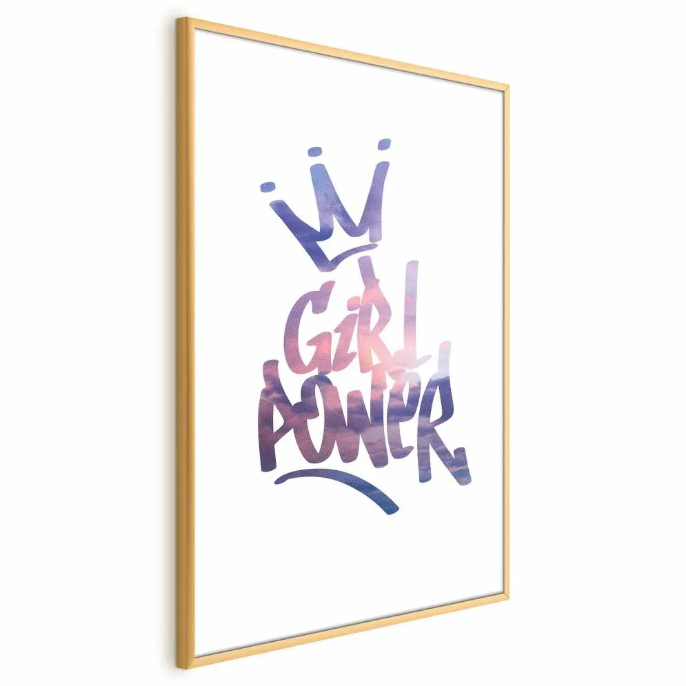 Plakat Girl Power 60x90 cm z ramą złotą bez marginesu