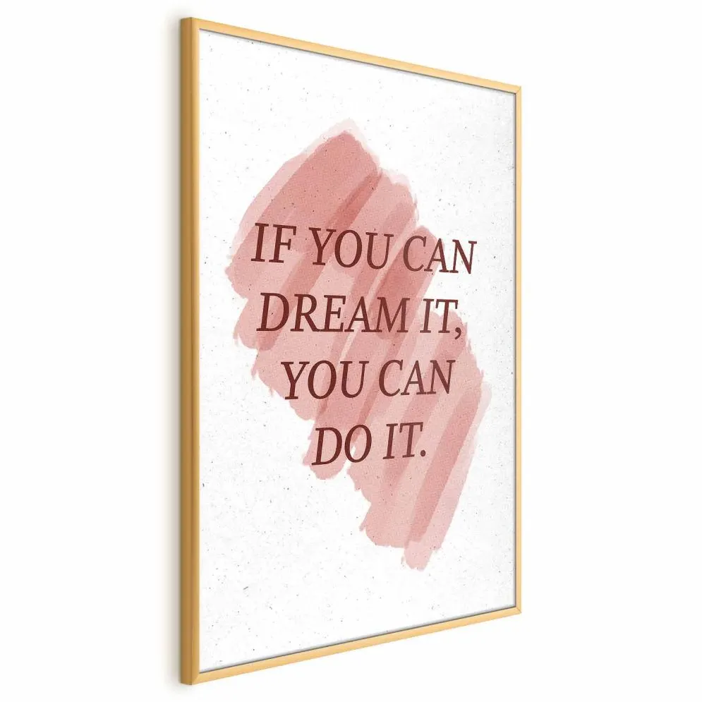 Plakat You Can Do It 40x60 cm z ramą złotą bez marginesu | MIRAT.