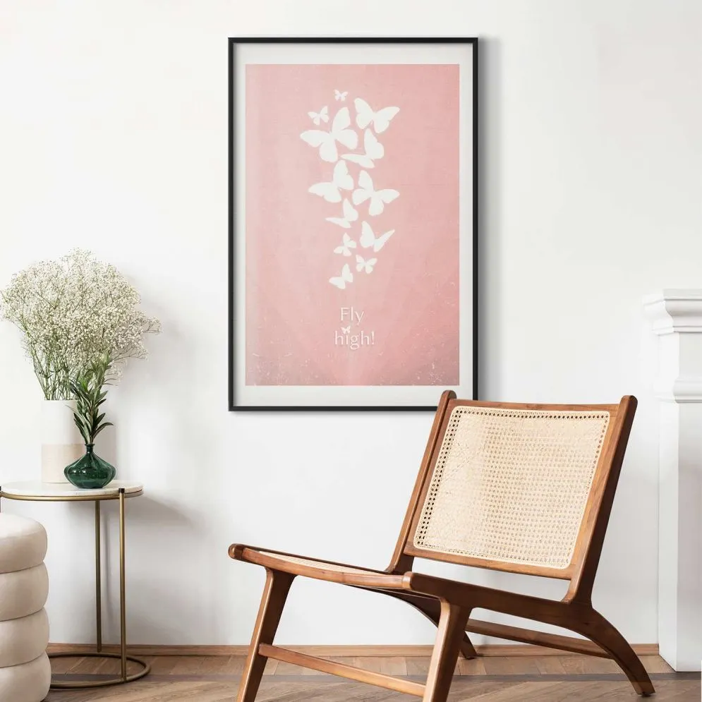 Plakat Fly High 60x90 cm z ramą czarną z marginesem | MIRAT.