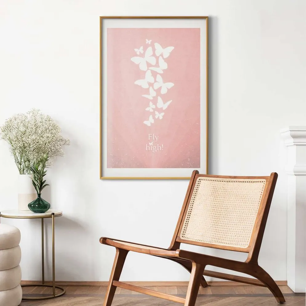 Plakat Fly High 60x90 cm z ramą złotą z marginesem | MIRAT.