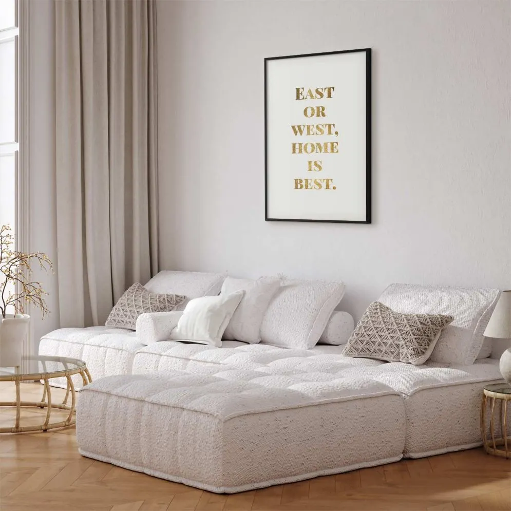 Plakat Gold Home 40x60 cm z ramą czarną z marginesem | MIRAT.