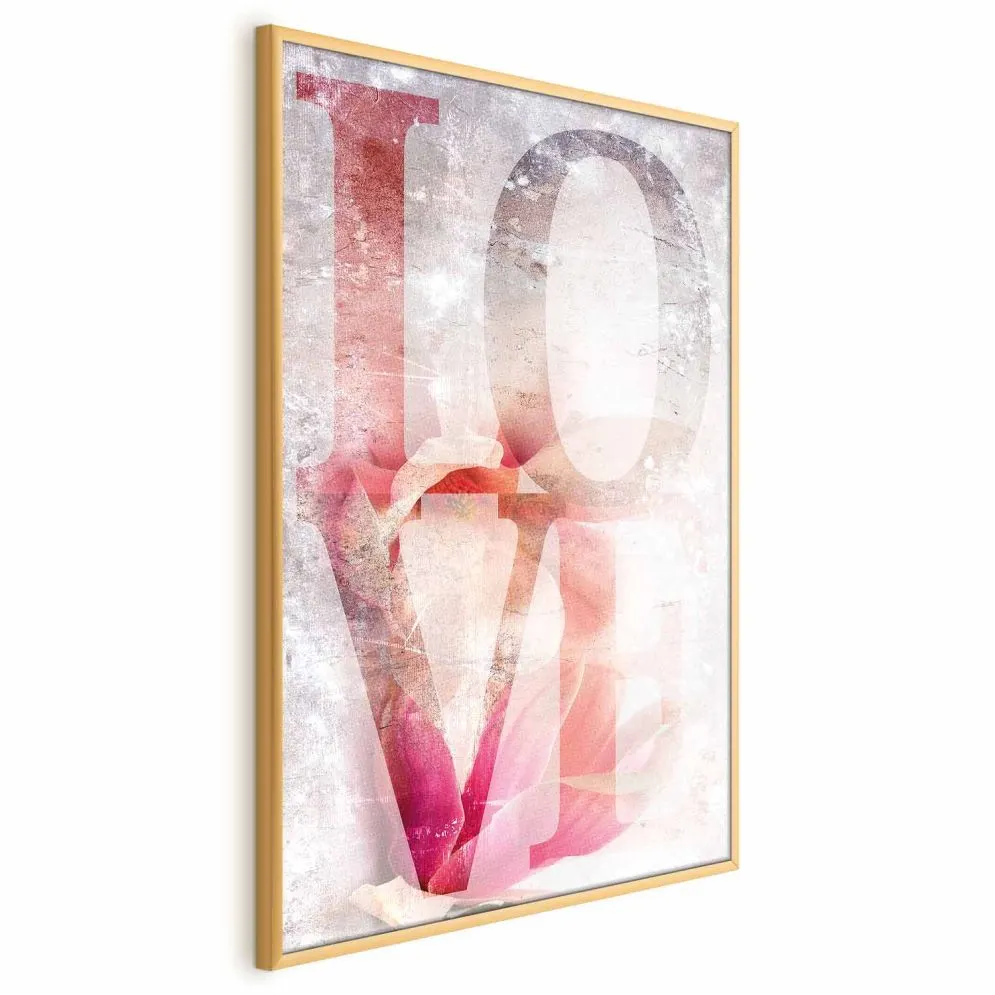 Plakat Miłość magnolii 29,7x42 cm z ramą złotą bez marginesu | MIRAT.