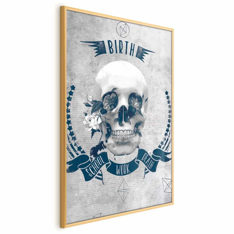 Plakat Life Is Brutal 21x30 cm z ramą złotą bez marginesu | MIRAT.