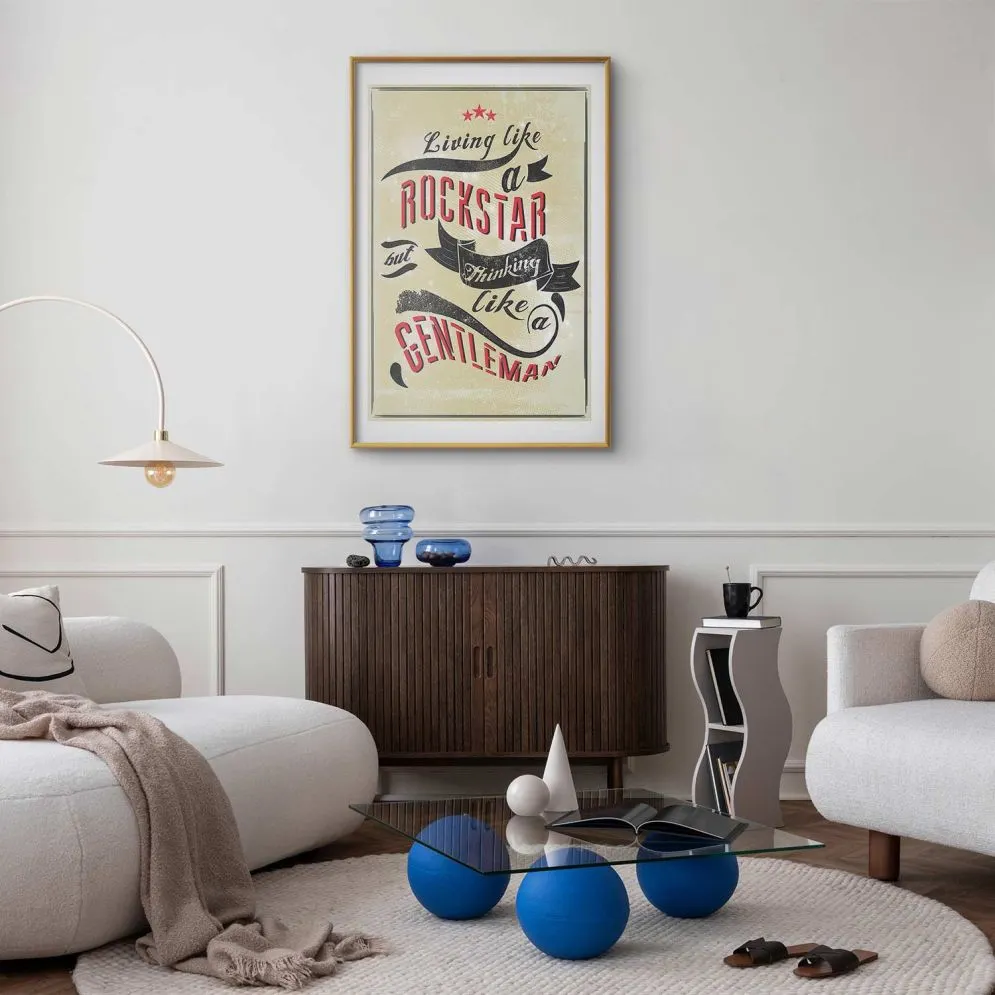 Plakat Rockstar 40x60 cm z ramą złotą z marginesem | MIRAT.