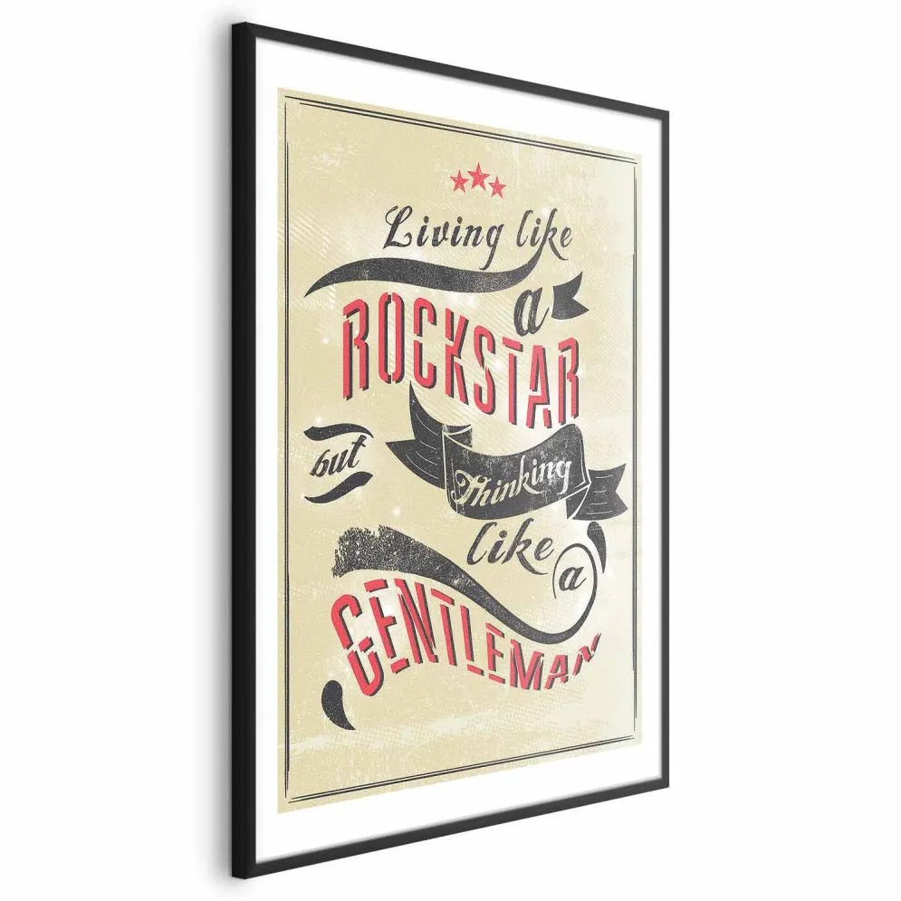 Plakat Rockstar 60x90 cm z ramą czarną z marginesem | MIRAT.