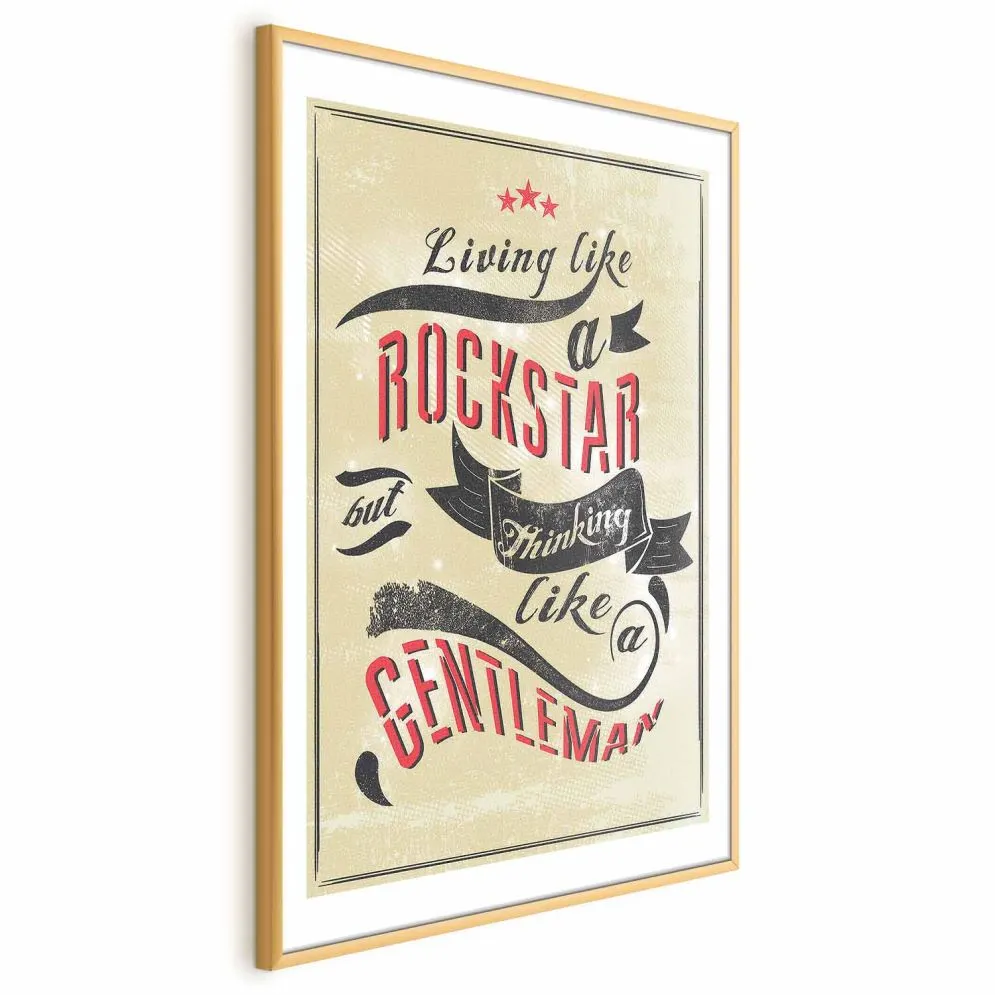 Plakat Rockstar 40x60 cm z ramą złotą z marginesem | MIRAT.