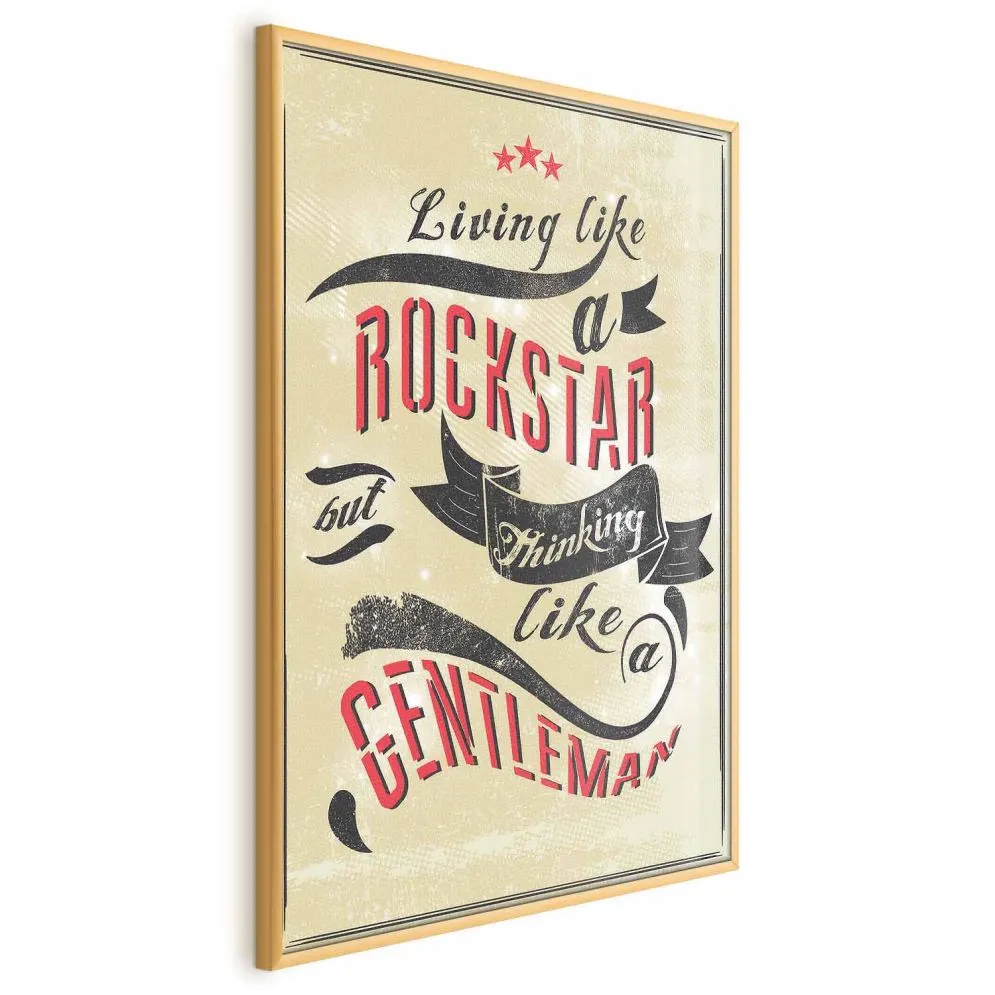 Plakat Rockstar 21x30 cm z ramą złotą bez marginesu | MIRAT.