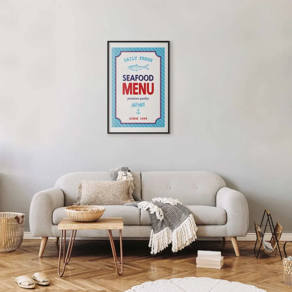 Plakat Menu 29,7x42 cm z ramą czarną z marginesem | MIRAT.