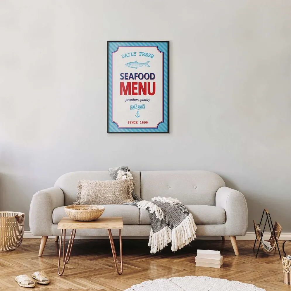 Plakat Menu 21x30 cm z ramą czarną bez marginesu | MIRAT.