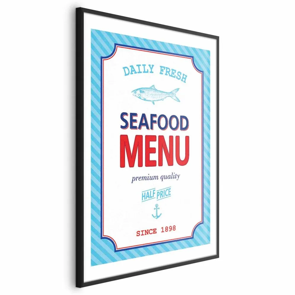 Plakat Menu 29,7x42 cm z ramą czarną z marginesem | MIRAT.