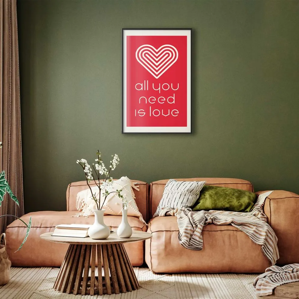 Plakat Kochajmy się 21x30 cm z ramą czarną z marginesem | MIRAT.