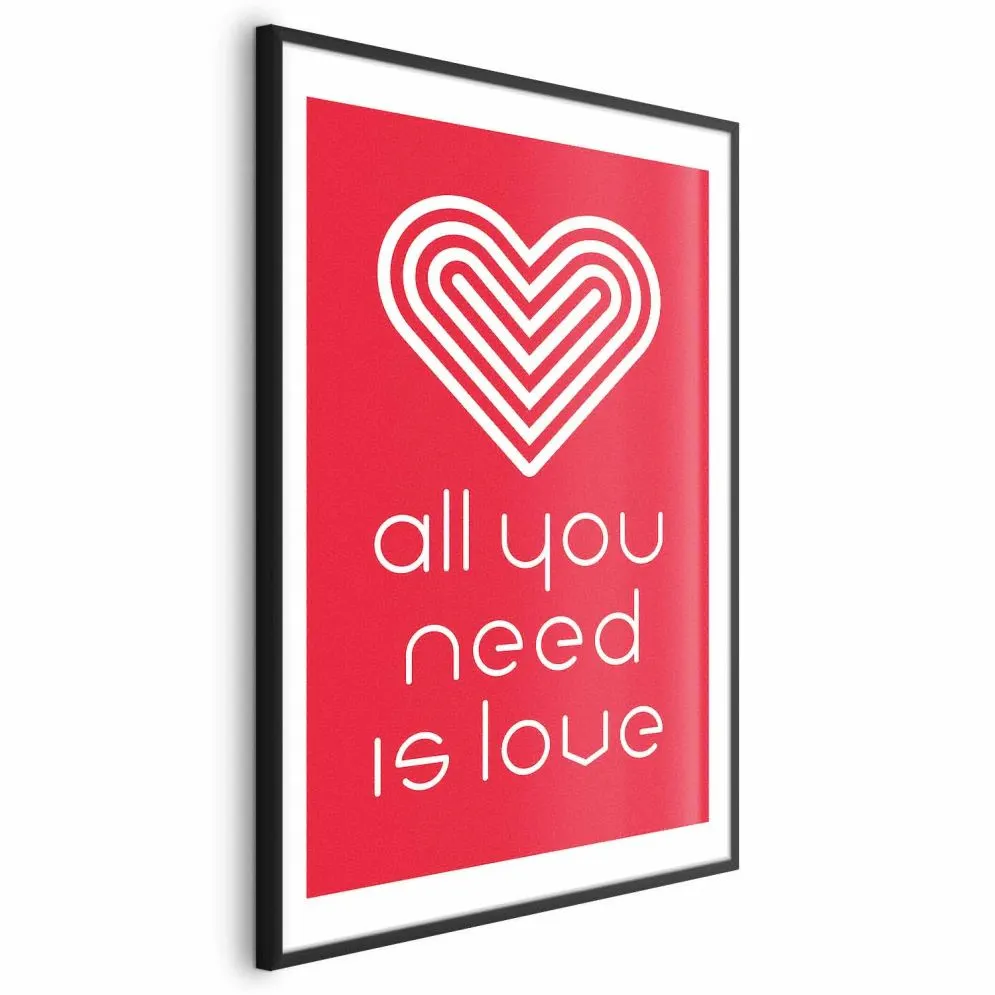 Plakat Kochajmy się 21x30 cm z ramą czarną z marginesem | MIRAT.