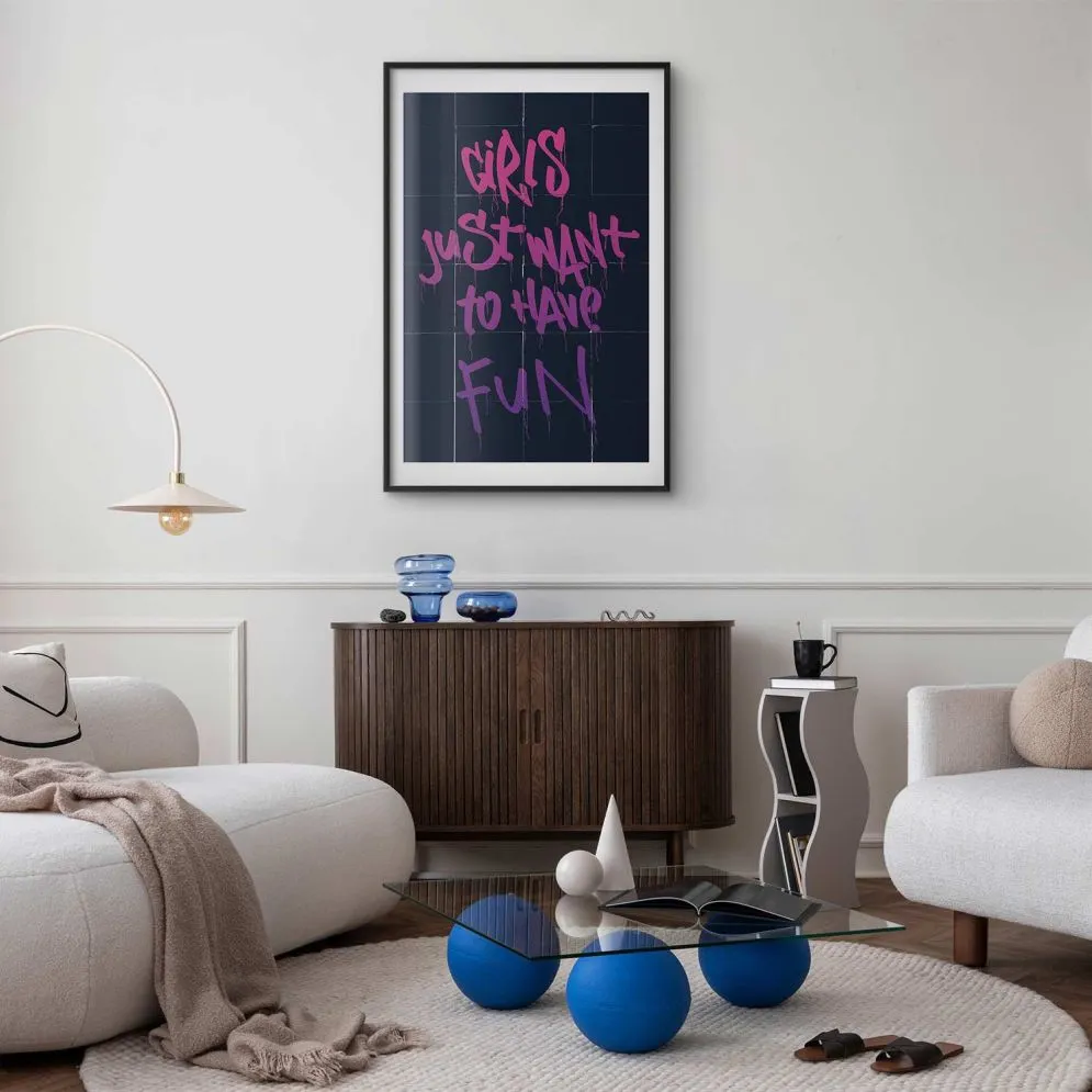 Plakat Girls 21x30 cm z ramą czarną z marginesem | MIRAT.