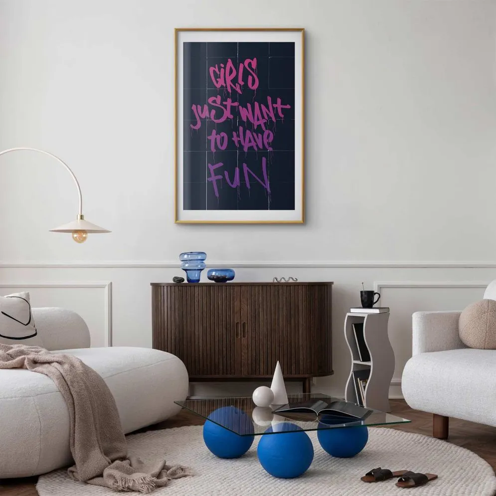 Plakat Girls 40x60 cm z ramą złotą z marginesem | MIRAT.