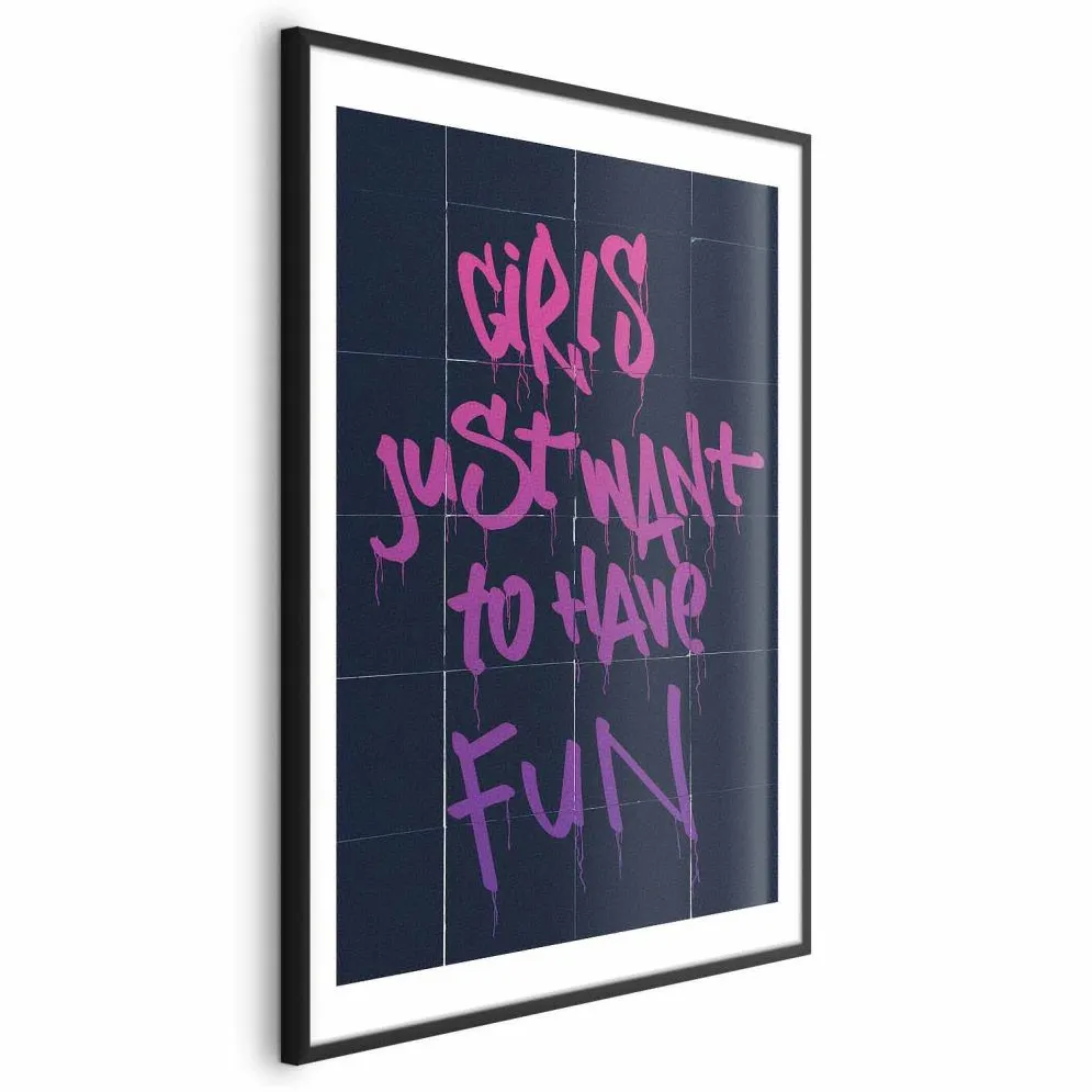 Plakat Girls 21x30 cm z ramą czarną z marginesem | MIRAT.