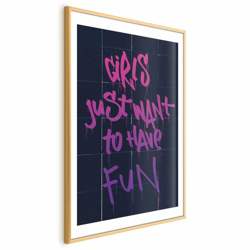 Plakat Girls 40x60 cm z ramą złotą z marginesem | MIRAT.