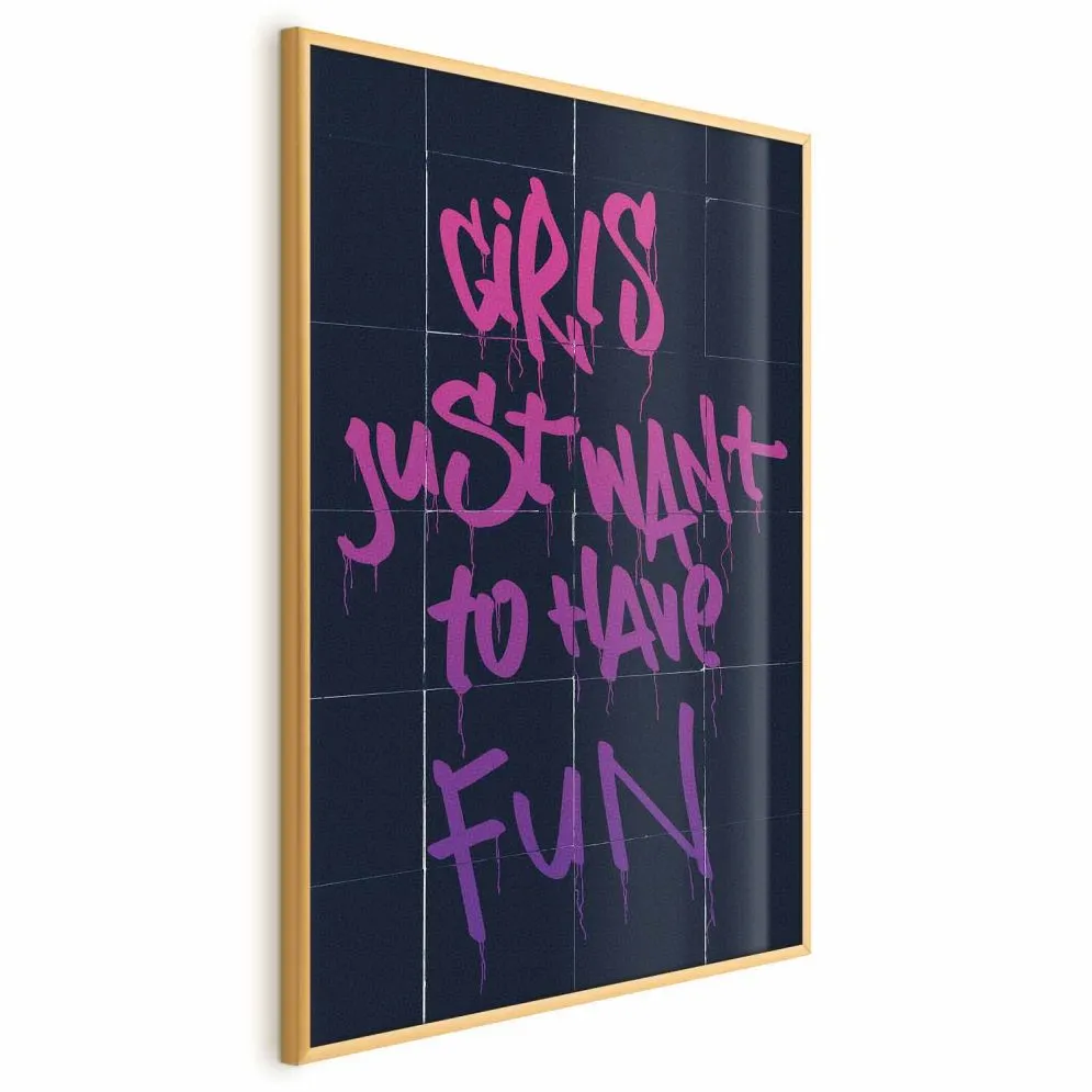 Plakat Girls 21x30 cm z ramą złotą bez marginesu | MIRAT.