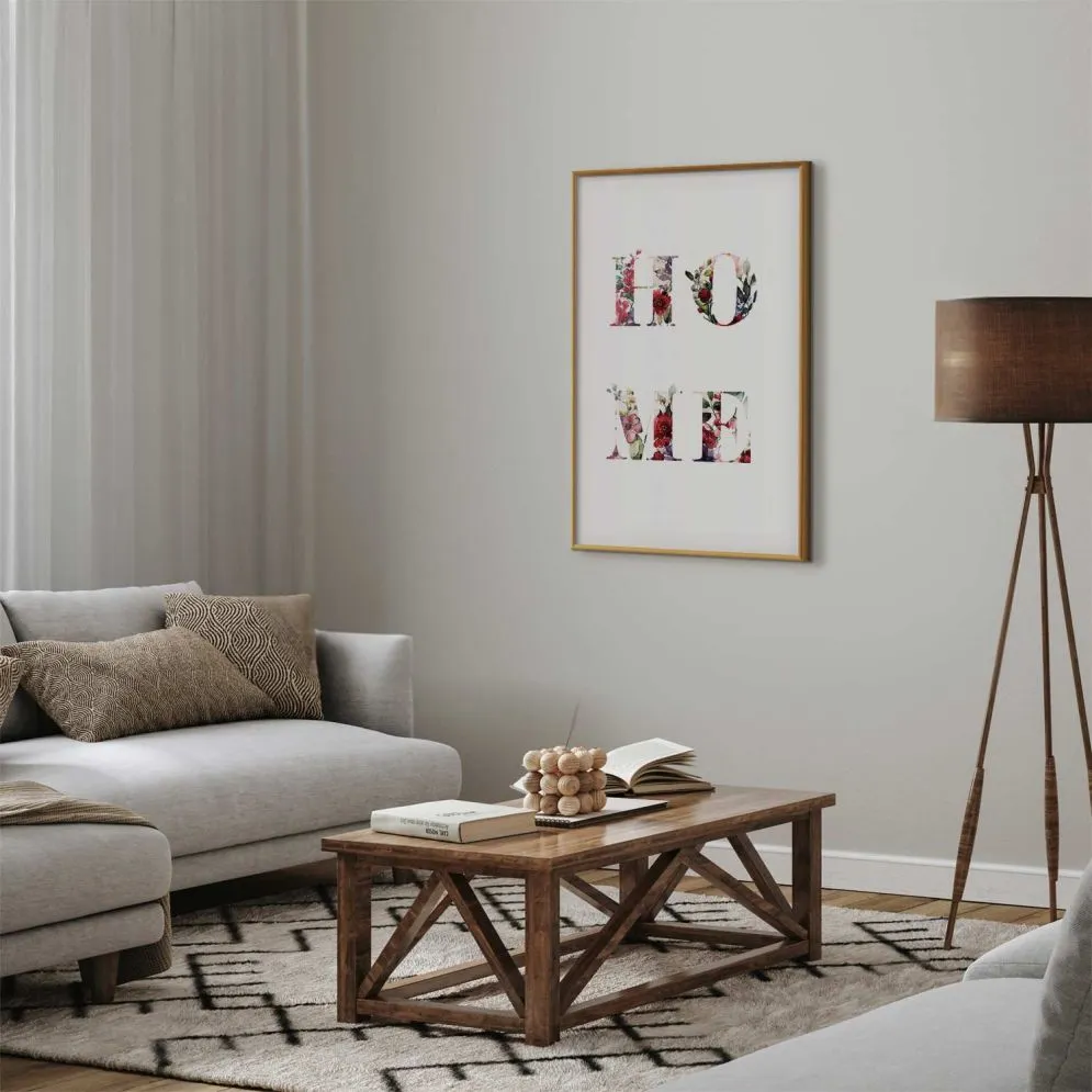 Plakat Dom w kwiatach 60x90 cm z ramą złotą bez marginesu | MIRAT.