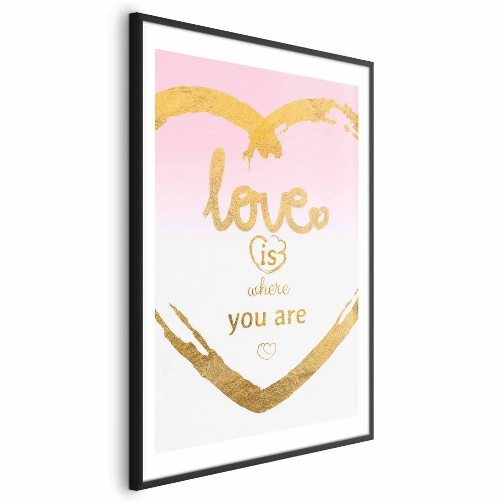 Plakat Love Is 60x90 cm z ramą czarną z marginesem | MIRAT.