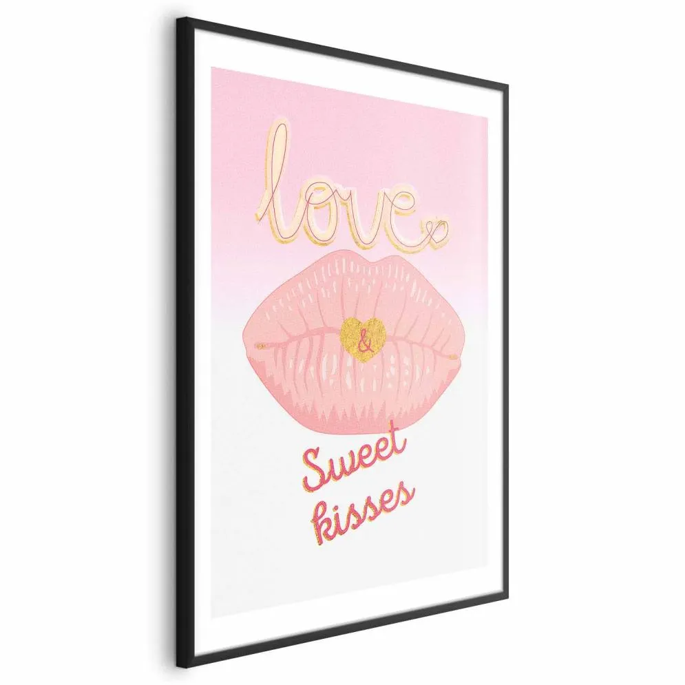 Plakat Sweet Kisses 21x30 cm z ramą czarną z marginesem | MIRAT.