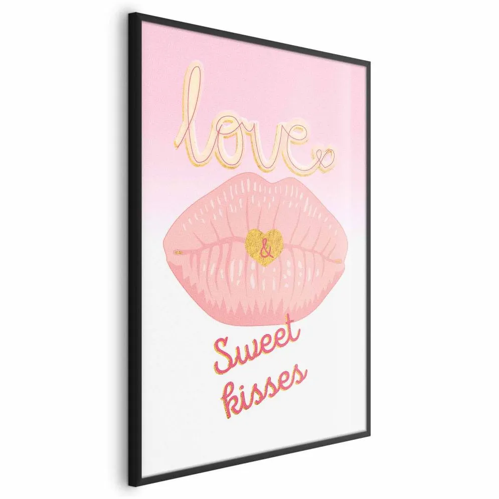 Plakat Sweet Kisses 40x60 cm z ramą czarną bez marginesu | MIRAT.