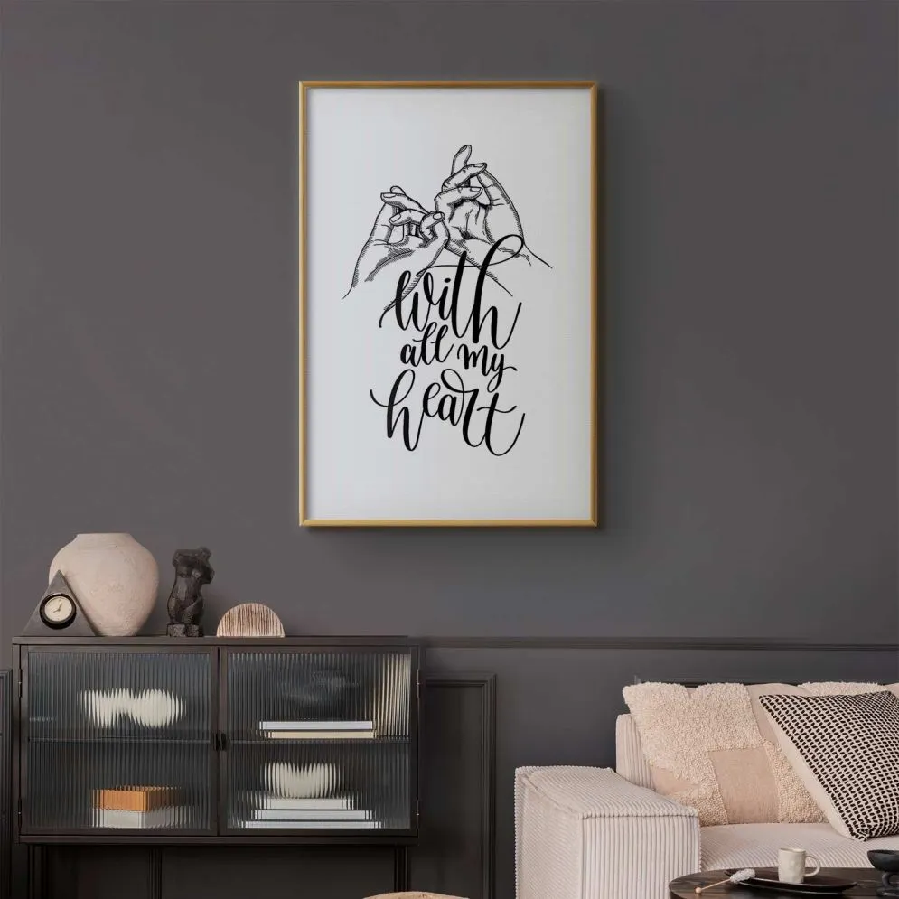 Plakat All My Heart 60x90 cm z ramą złotą z marginesem | MIRAT.