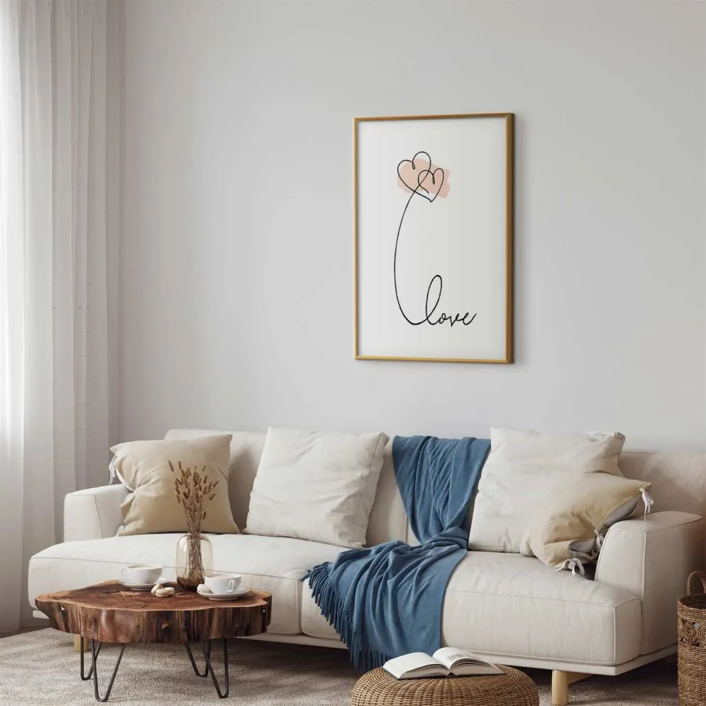 Plakat Połączeni w chmurach 21x30 cm z ramą złotą z marginesem | MIRAT.