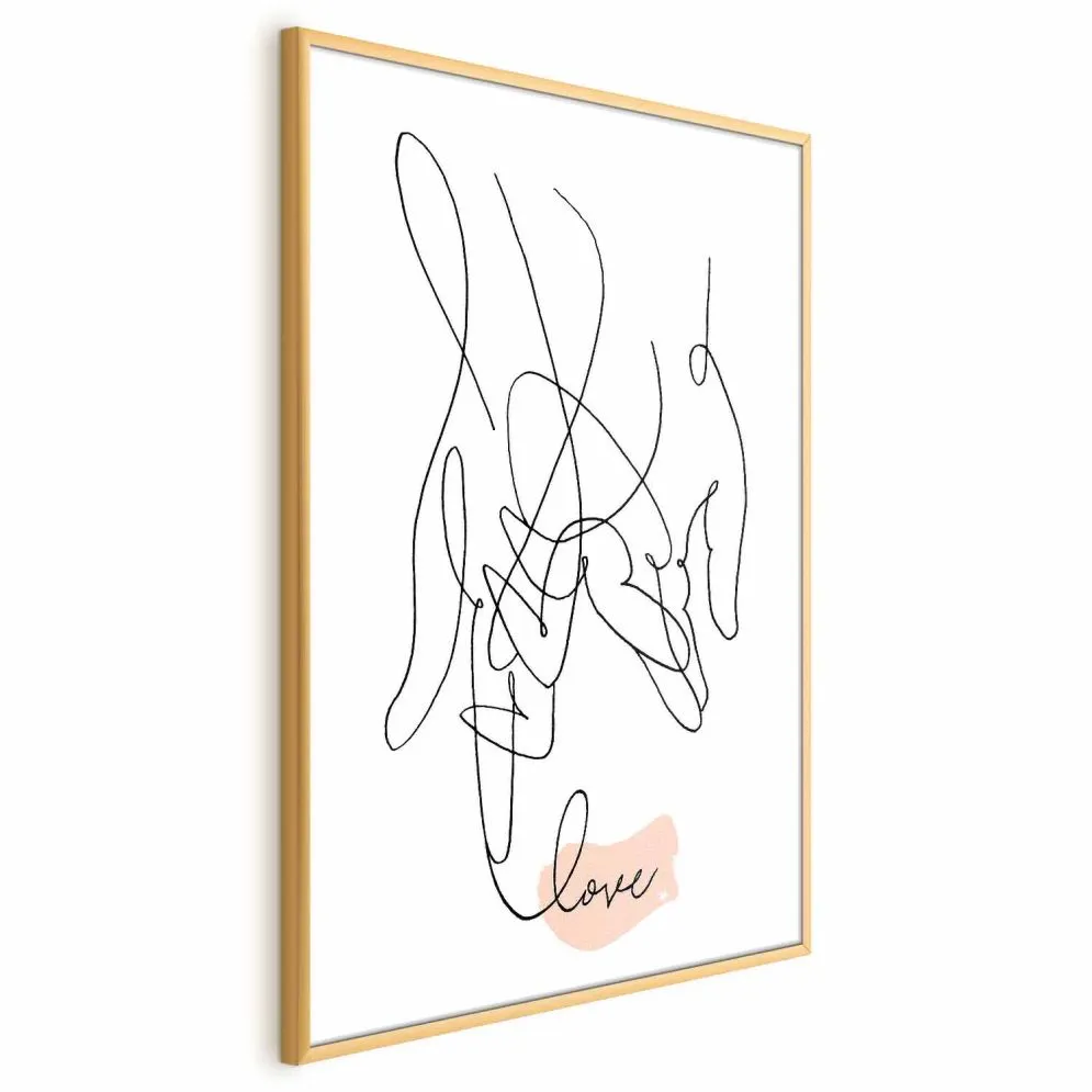 Plakat Splątane uczucie 21x30 cm z ramą złotą bez marginesu | MIRAT.