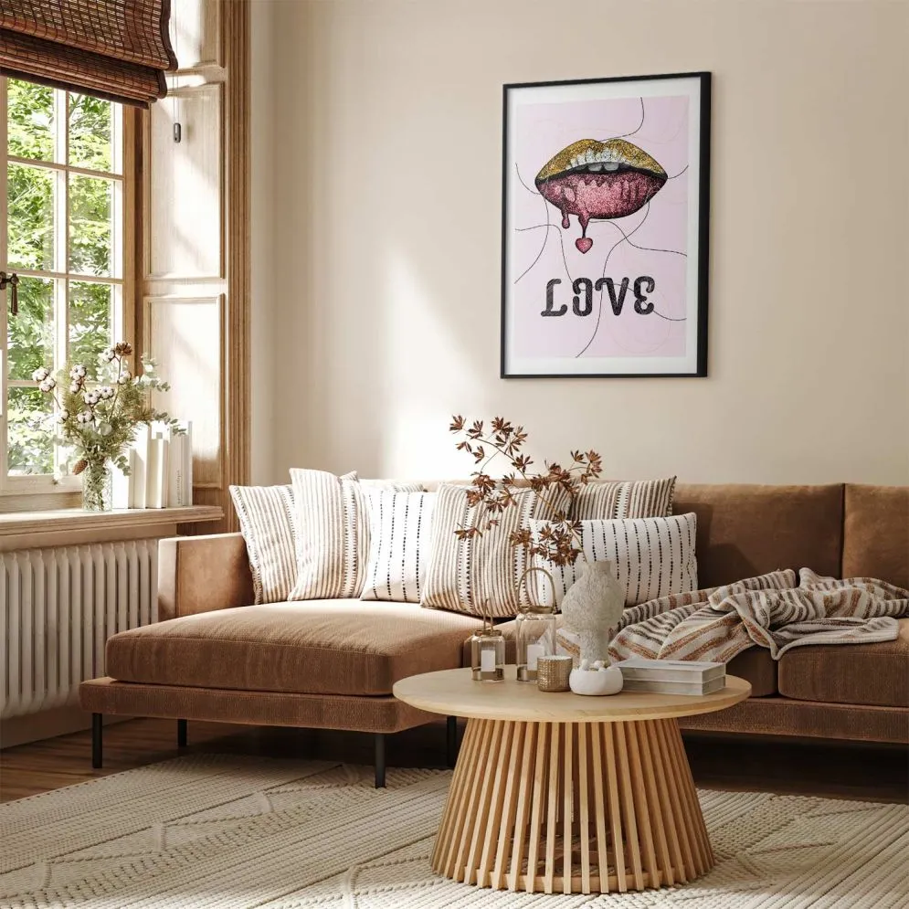 Plakat Płynne usta 21x30 cm z ramą czarną z marginesem | MIRAT.