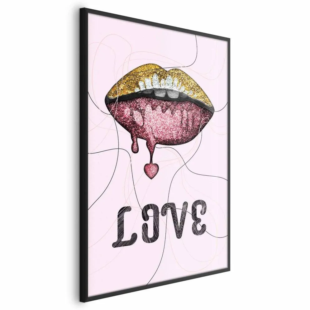 Plakat Płynne usta 60x90 cm z ramą czarną bez marginesu | MIRAT.