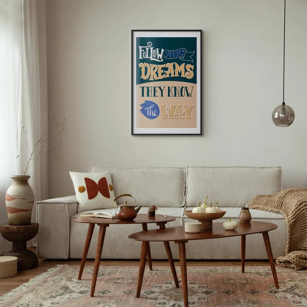 Plakat Follow 29,7x42 cm z ramą czarną z marginesem | MIRAT.