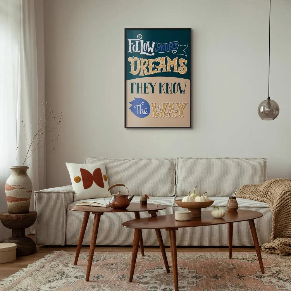 Plakat Follow 29,7x42 cm z ramą czarną bez marginesu | MIRAT.