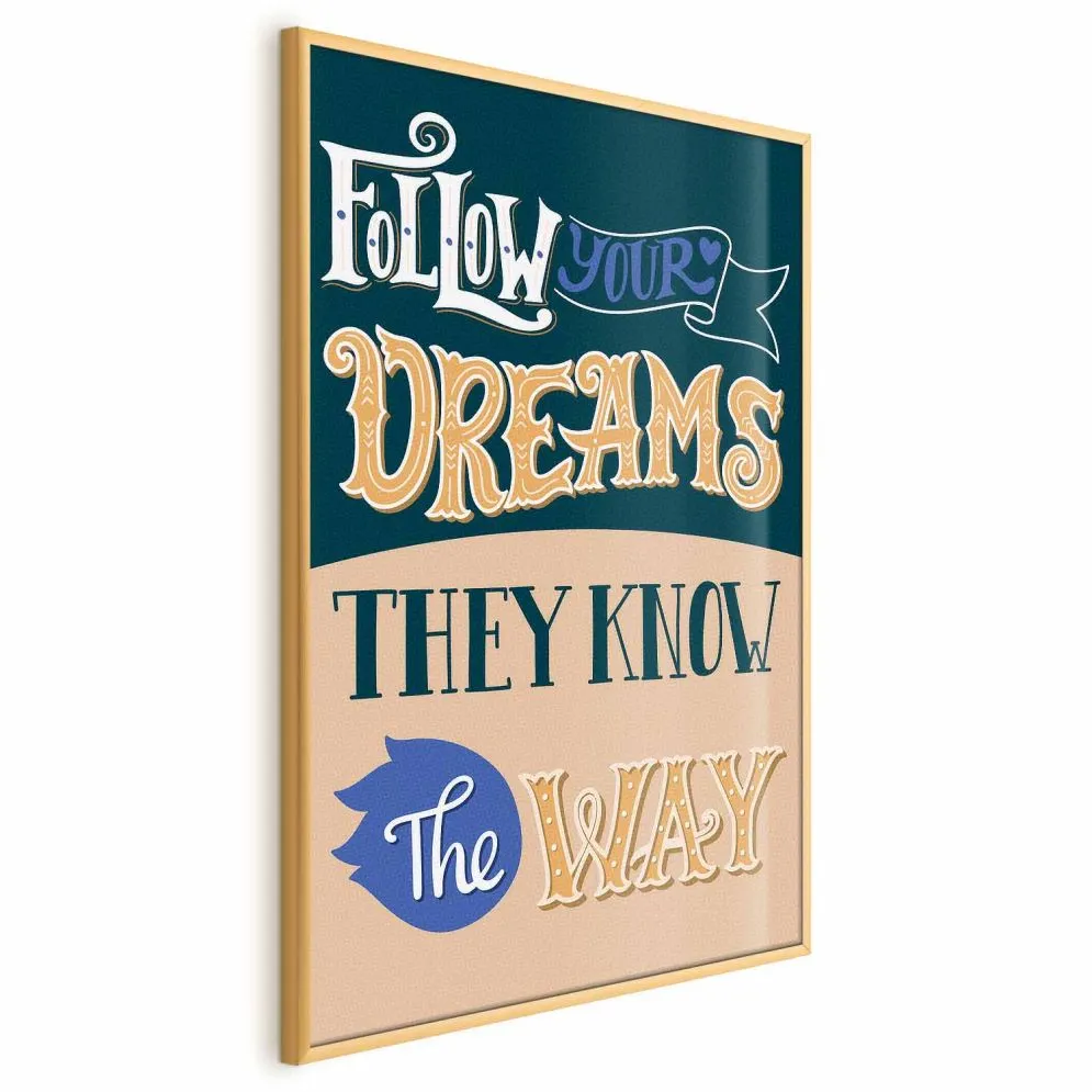 Plakat Follow 40x60 cm z ramą złotą bez marginesu